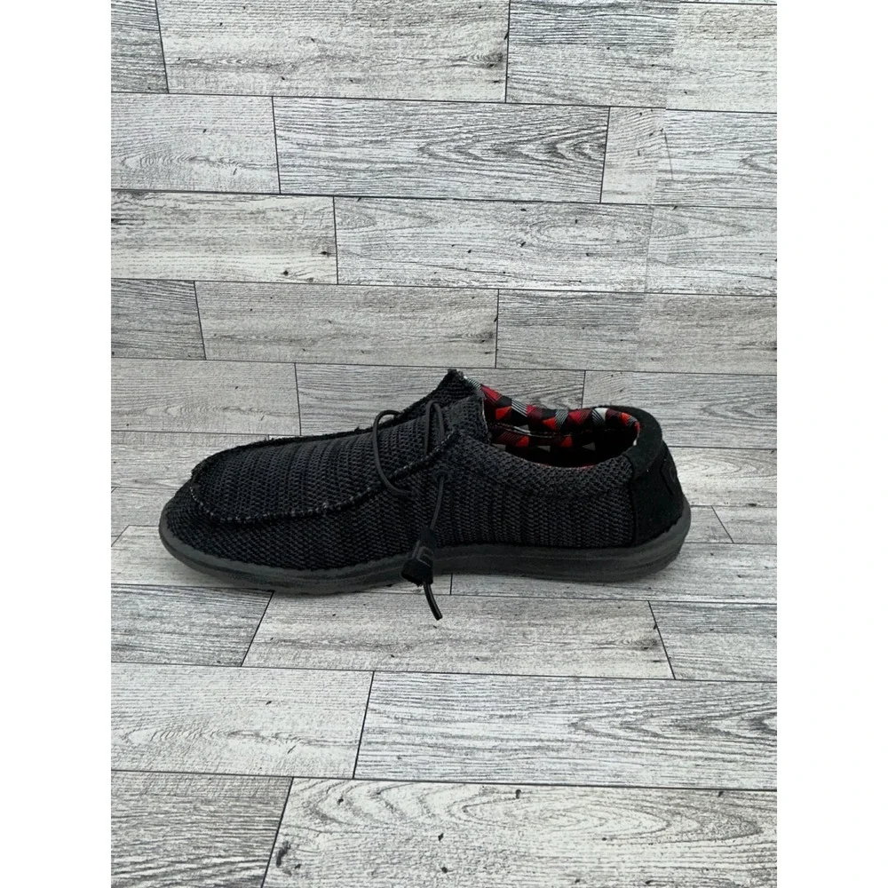 Hey Dude Wally Sox Men Sz 11 Jet Black Stretch Knit Slip On Loafers 110354935
